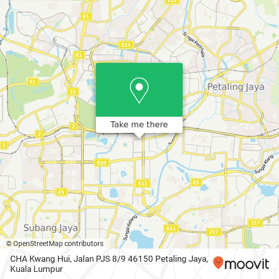 Peta CHA Kwang Hui, Jalan PJS 8 / 9 46150 Petaling Jaya