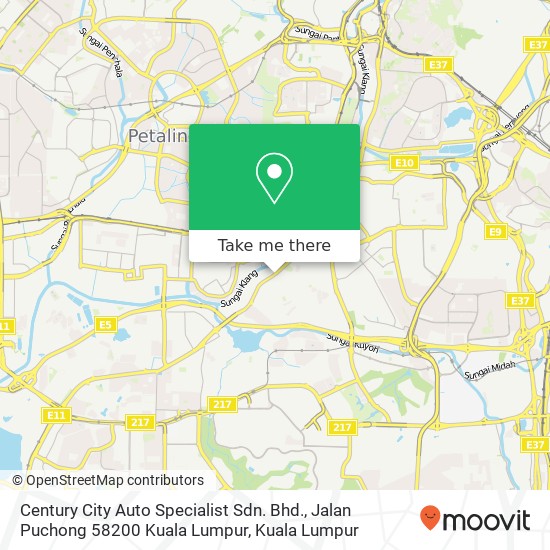 Peta Century City Auto Specialist Sdn. Bhd., Jalan Puchong 58200 Kuala Lumpur