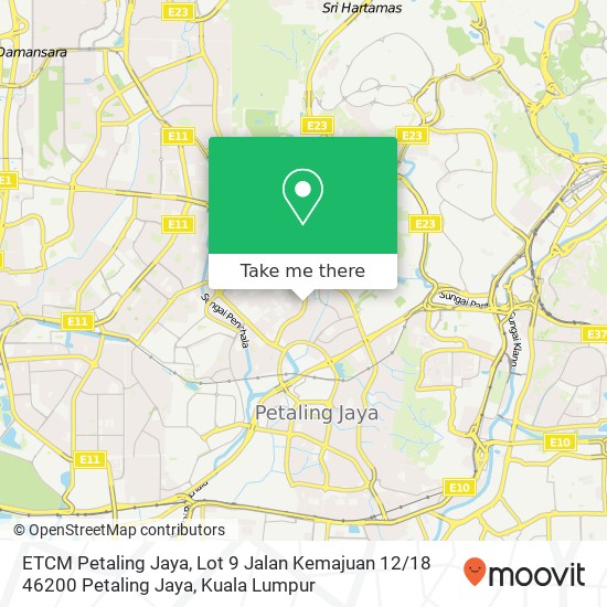 Peta ETCM Petaling Jaya, Lot 9 Jalan Kemajuan 12 / 18 46200 Petaling Jaya