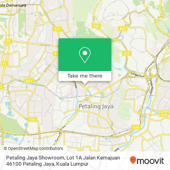 Peta Petaling Jaya Showroom, Lot 1A Jalan Kemajuan 46100 Petaling Jaya