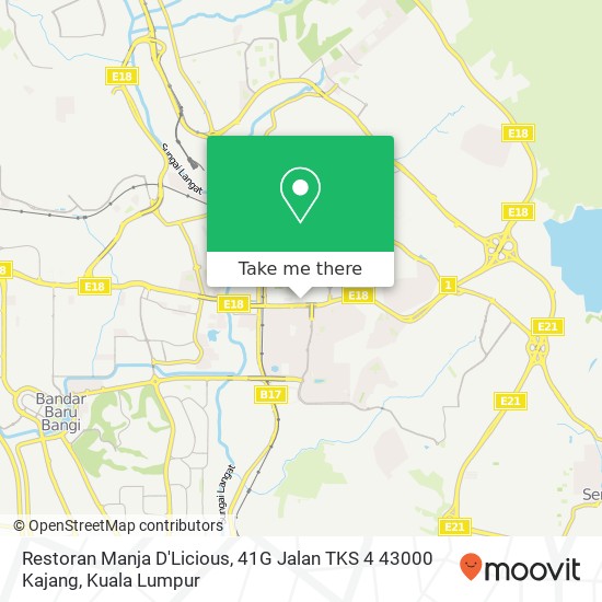 Peta Restoran Manja D'Licious, 41G Jalan TKS 4 43000 Kajang