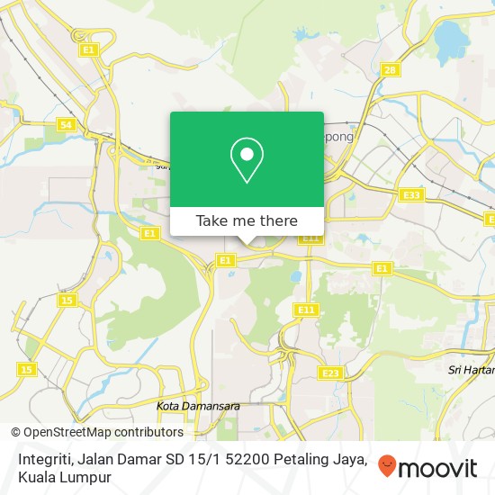 Peta Integriti, Jalan Damar SD 15 / 1 52200 Petaling Jaya