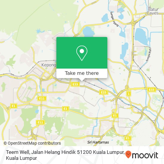 Peta Teem Well, Jalan Helang Hindik 51200 Kuala Lumpur