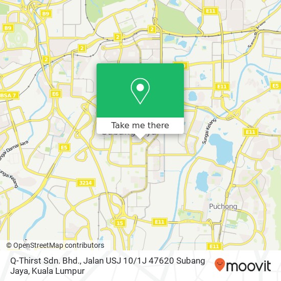 Peta Q-Thirst Sdn. Bhd., Jalan USJ 10 / 1J 47620 Subang Jaya