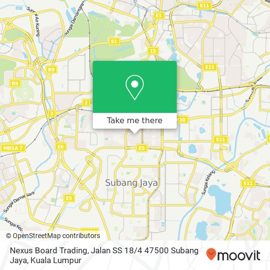 Peta Nexus Board Trading, Jalan SS 18 / 4 47500 Subang Jaya