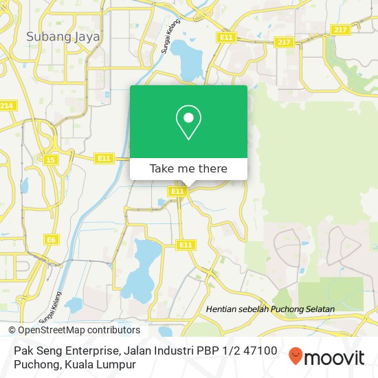 Peta Pak Seng Enterprise, Jalan Industri PBP 1 / 2 47100 Puchong