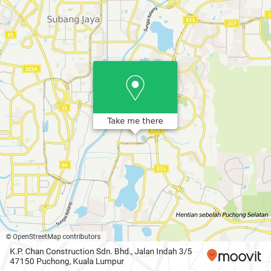 Peta K.P. Chan Construction Sdn. Bhd., Jalan Indah 3 / 5 47150 Puchong
