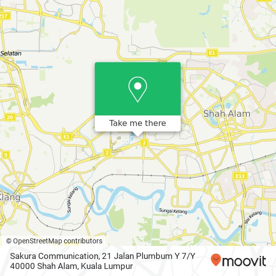 Peta Sakura Communication, 21 Jalan Plumbum Y 7 / Y 40000 Shah Alam