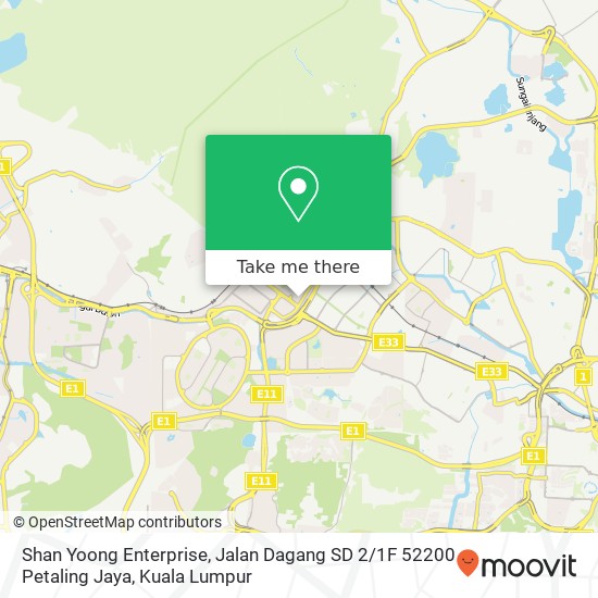 Peta Shan Yoong Enterprise, Jalan Dagang SD 2 / 1F 52200 Petaling Jaya