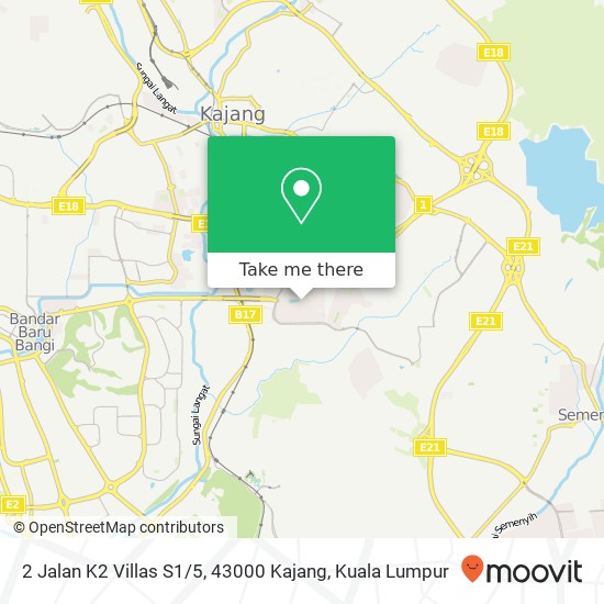 Peta 2 Jalan K2 Villas S1 / 5, 43000 Kajang