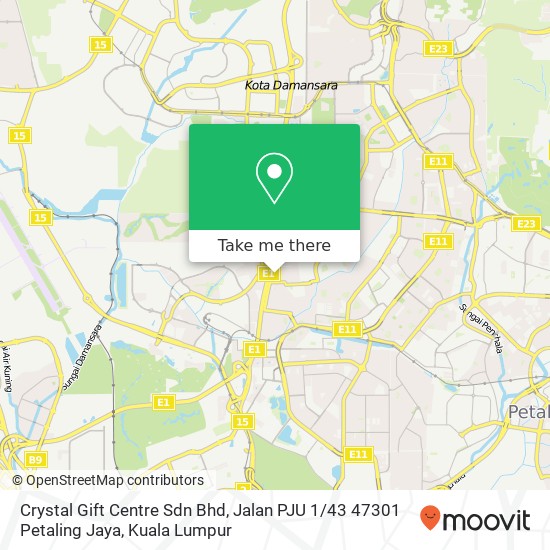 Peta Crystal Gift Centre Sdn Bhd, Jalan PJU 1 / 43 47301 Petaling Jaya