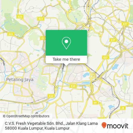 Peta C.V.S. Fresh Vegetable Sdn. Bhd., Jalan Klang Lama 58000 Kuala Lumpur