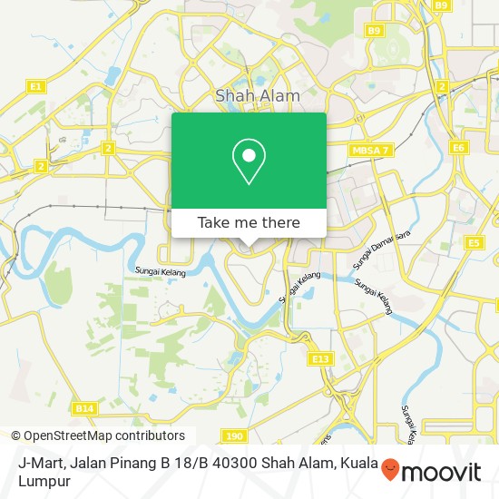 Peta J-Mart, Jalan Pinang B 18 / B 40300 Shah Alam