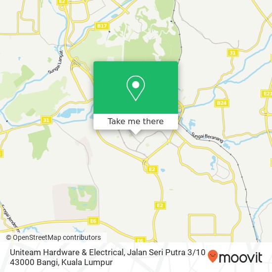 Peta Uniteam Hardware & Electrical, Jalan Seri Putra 3 / 10 43000 Bangi