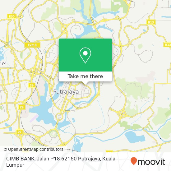 Peta CIMB BANK, Jalan P18 62150 Putrajaya
