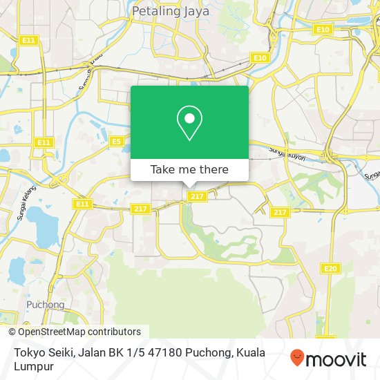 Peta Tokyo Seiki, Jalan BK 1 / 5 47180 Puchong