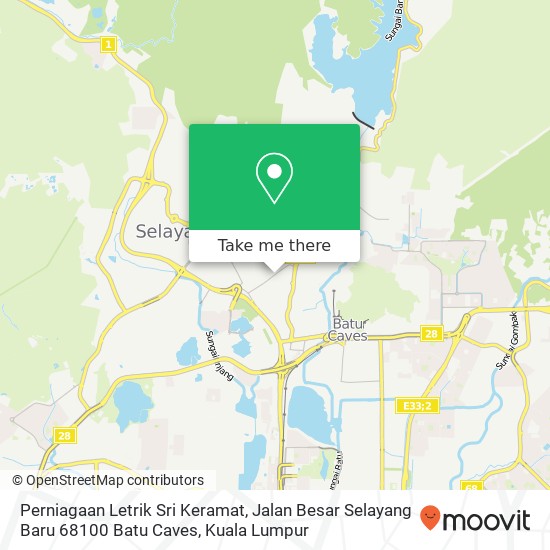 Peta Perniagaan Letrik Sri Keramat, Jalan Besar Selayang Baru 68100 Batu Caves
