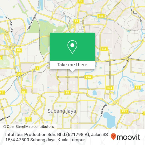Peta Infohibur Production Sdn. Bhd.(621798 A), Jalan SS 15 / 4 47500 Subang Jaya