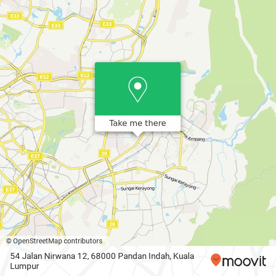 Peta 54 Jalan Nirwana 12, 68000 Pandan Indah