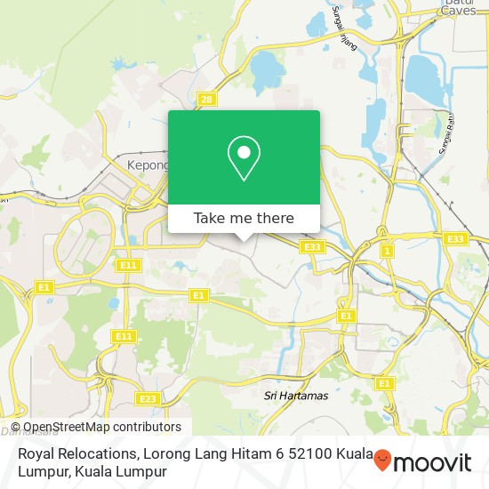 Royal Relocations, Lorong Lang Hitam 6 52100 Kuala Lumpur map