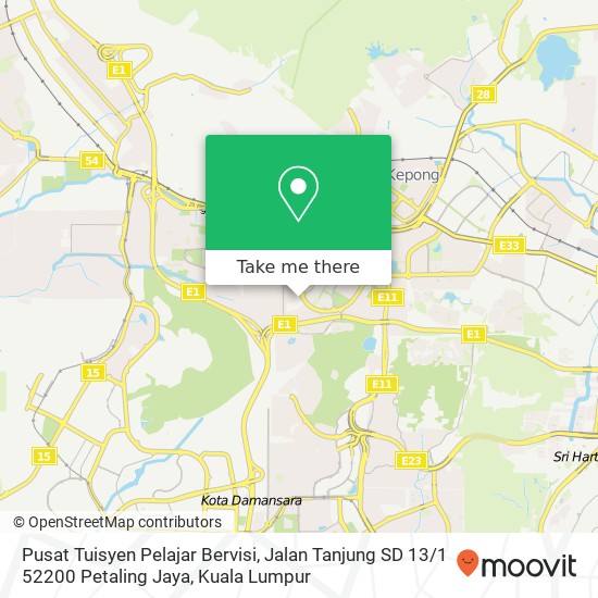 Pusat Tuisyen Pelajar Bervisi, Jalan Tanjung SD 13 / 1 52200 Petaling Jaya map