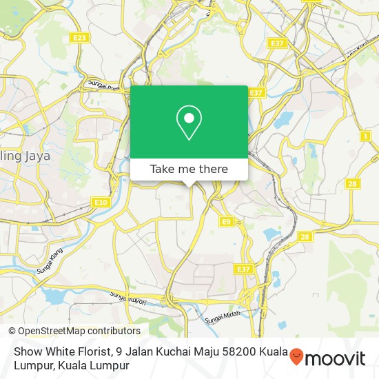 Peta Show White Florist, 9 Jalan Kuchai Maju 58200 Kuala Lumpur