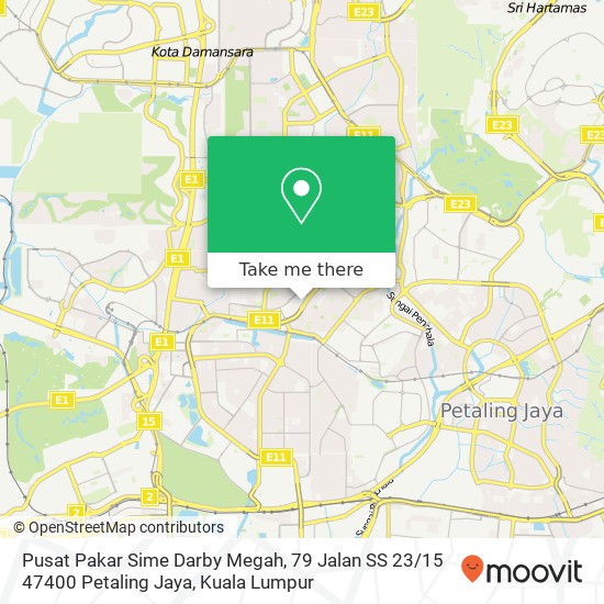 Pusat Pakar Sime Darby Megah, 79 Jalan SS 23 / 15 47400 Petaling Jaya map