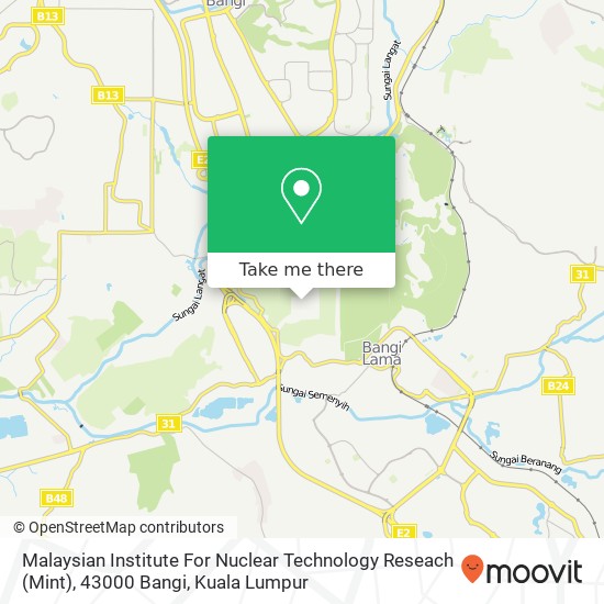 Peta Malaysian Institute For Nuclear Technology Reseach (Mint), 43000 Bangi