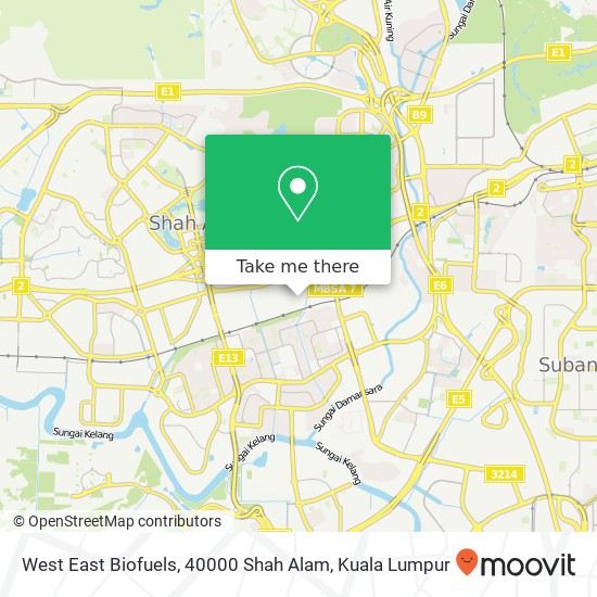 West East Biofuels, 40000 Shah Alam map