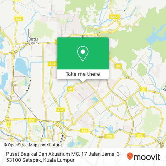 Peta Pusat Basikal Dan Akuarium MC, 17 Jalan Jernai 3 53100 Setapak
