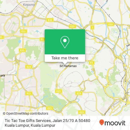Tic Tac Toe Gifts Services, Jalan 25 / 70 A 50480 Kuala Lumpur map