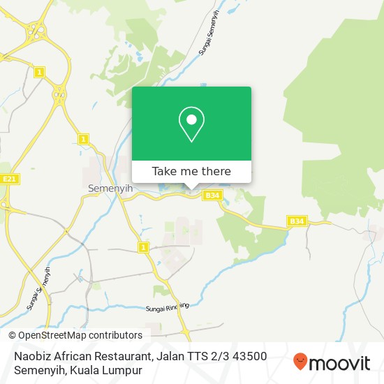 Peta Naobiz African Restaurant, Jalan TTS 2 / 3 43500 Semenyih