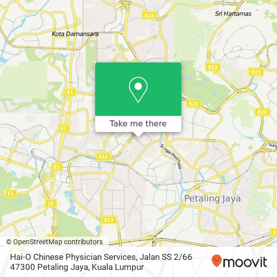 Peta Hai-O Chinese Physician Services, Jalan SS 2 / 66 47300 Petaling Jaya