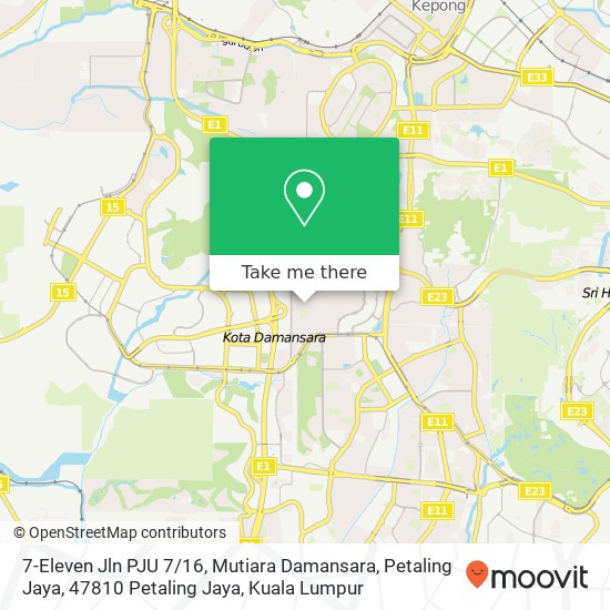Peta 7-Eleven Jln PJU 7 / 16, Mutiara Damansara, Petaling Jaya, 47810 Petaling Jaya