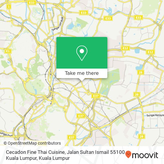 Peta Cecadon Fine Thai Cuisine, Jalan Sultan Ismail 55100 Kuala Lumpur