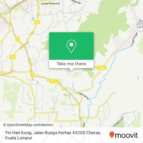 Yin Han Kong, Jalan Bunga Kertas 43200 Cheras map