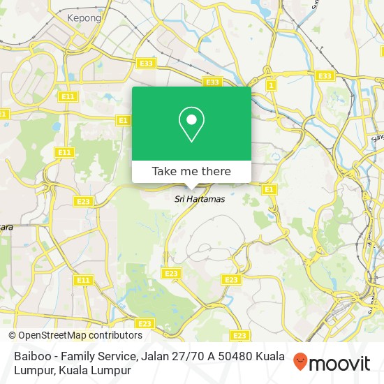 Baiboo - Family Service, Jalan 27 / 70 A 50480 Kuala Lumpur map