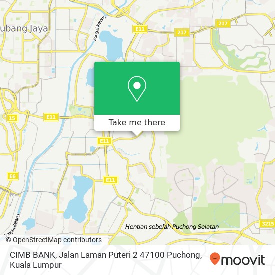 Peta CIMB BANK, Jalan Laman Puteri 2 47100 Puchong