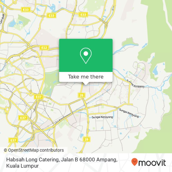 Peta Habsah Long Catering, Jalan B 68000 Ampang