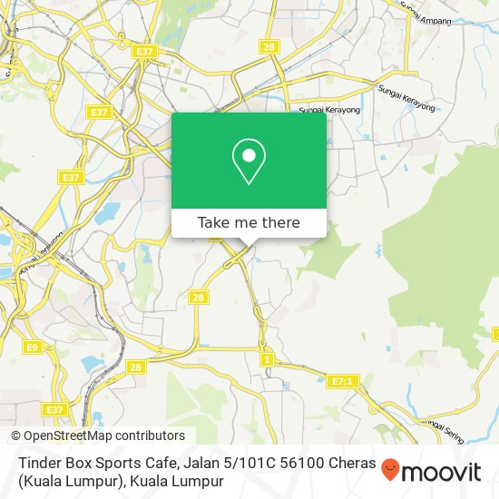 Peta Tinder Box Sports Cafe, Jalan 5 / 101C 56100 Cheras (Kuala Lumpur)