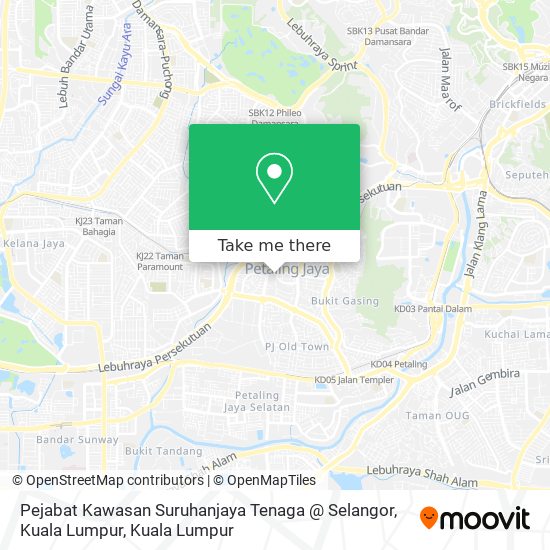 Peta Pejabat Kawasan Suruhanjaya Tenaga @ Selangor, Kuala Lumpur