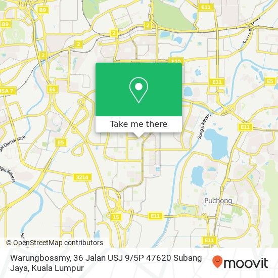 Peta Warungbossmy, 36 Jalan USJ 9 / 5P 47620 Subang Jaya