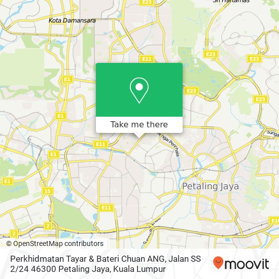 Peta Perkhidmatan Tayar & Bateri Chuan ANG, Jalan SS 2 / 24 46300 Petaling Jaya