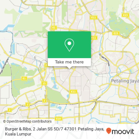 Peta Burger & Ribs, 2 Jalan SS 5D / 7 47301 Petaling Jaya