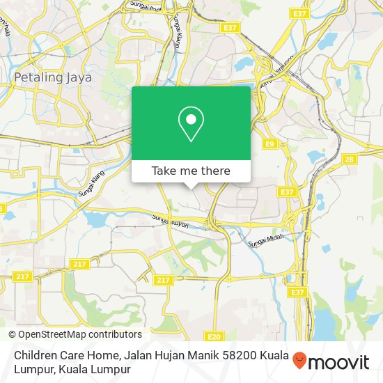 Peta Children Care Home, Jalan Hujan Manik 58200 Kuala Lumpur