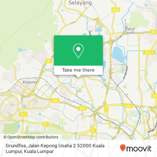 Peta Grundfos, Jalan Kepong Usaha 2 52000 Kuala Lumpur