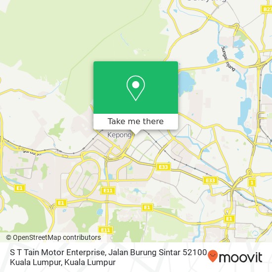 S T Tain Motor Enterprise, Jalan Burung Sintar 52100 Kuala Lumpur map