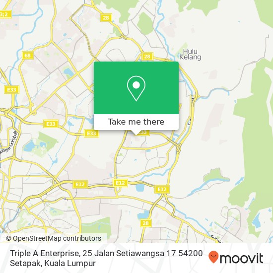 Peta Triple A Enterprise, 25 Jalan Setiawangsa 17 54200 Setapak