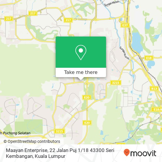 Peta Maayan Enterprise, 22 Jalan Puj 1 / 18 43300 Seri Kembangan