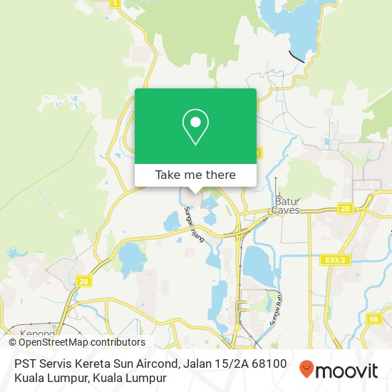 Peta PST Servis Kereta Sun Aircond, Jalan 15 / 2A 68100 Kuala Lumpur